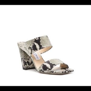 JIMMY CHOO Women's Matty Snakeskin-embossed Leather Mules In Roccia